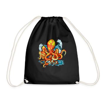 Oktopus - Turnbeutel - Schwarz - Vorne