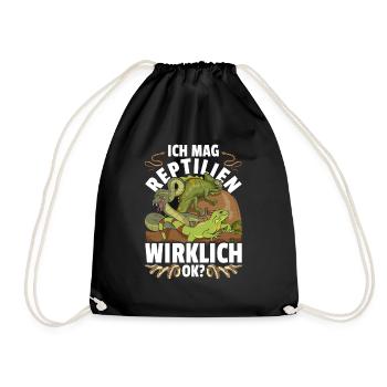 Schlange Chamäleon Waran Geschenk Lustiges Reptil - Turnbeutel - Schwarz - Vorne