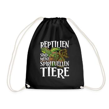 Chamäleon Schlange Waran Geschenk Lustiges Reptil - Turnbeutel - Schwarz - Vorne