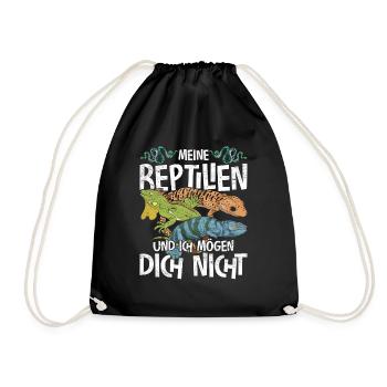 Meine Reptilien und ich mögen dich nicht Reptil - Turnbeutel - Schwarz - Vorne