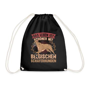 Das Leben ist schöner mit Belgischen Schäferhunden - Turnbeutel - Schwarz - Vorne