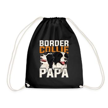 Border Collie Papa Vatertag Geschenk Border Collie - Turnbeutel - Schwarz - Vorne