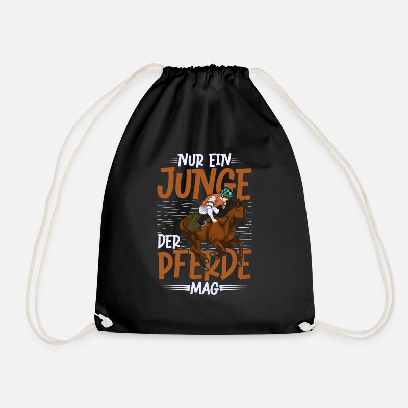 Pferdeliebhaber Reiter Jungen Geschenk Pferd - Turnbeutel - Schwarz