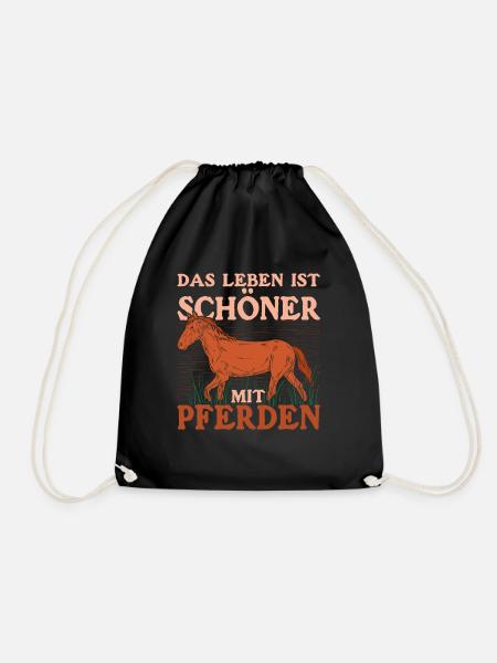 Pferdeliebhaberin Reiterin Geschenk Lustiges Pferd - Turnbeutel - Schwarz