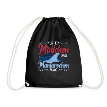 Nur ein Mädchen das Mantarochen mag Mantarochen - Turnbeutel - Schwarz - Vorne