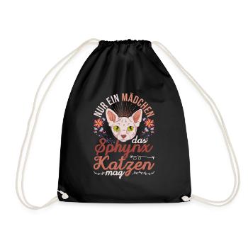 Okkult Nacktkatze Mädchen Geschenk Sphynx Katze - Turnbeutel - Schwarz - Vorne