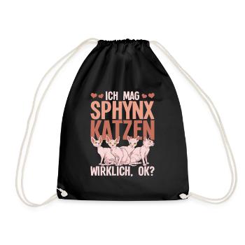 Okkult Nacktkatze Geschenk Lustiges Sphynx Katze - Turnbeutel - Schwarz - Vorne