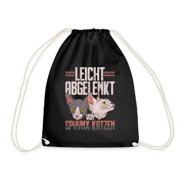 Nacktkatze Leicht abgelenkt von Sphynx Katzen - Turnbeutel - Schwarz - Vorne