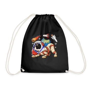 Frenchie Hunde Geschenk Astronaut Bulldogge - Turnbeutel - Schwarz - Vorne