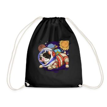 Astronaut Hunde Geschenk Englische Bulldogge - Turnbeutel - Schwarz - Vorne