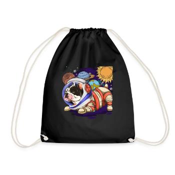 Universe Dogs Gift Astronaut Bulldog - Drawstring Bag - black - Front