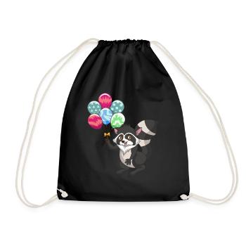 Waldbewohner Trash Panda Geschenk Ballon Waschbär - Turnbeutel - Schwarz - Vorne