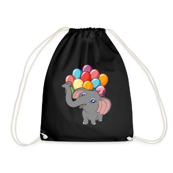 Afrika Tier Geschenk Niedliches Ballon Elefant - Turnbeutel - Schwarz - Vorne