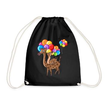 Afrika Tier Geschenk Niedliches Ballon Giraffe - Turnbeutel - Schwarz - Vorne