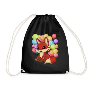 Waldbewohner Tierfreund Geschenk Ballon Fuchs - Turnbeutel - Schwarz - Vorne