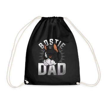 Bostie Papa Dogs Father's Day Gift Boston Terrier - Drawstring Bag - black - Front