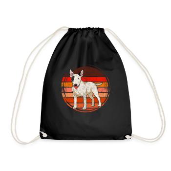 Dogs Retro Bull Terrier - Drawstring Bag - black - Front