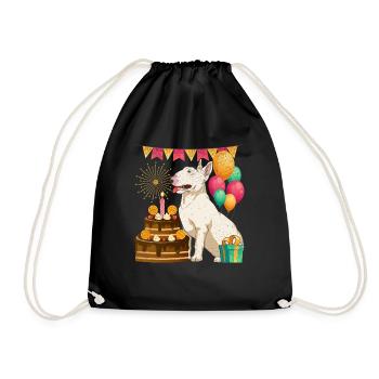 Hunde Geburtstags Party Geschenk Bull Terrier - Turnbeutel - Schwarz - Vorne