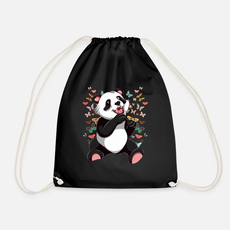 Chinesisches Tier Geschenk Schmetterling Panda - Turnbeutel - Schwarz