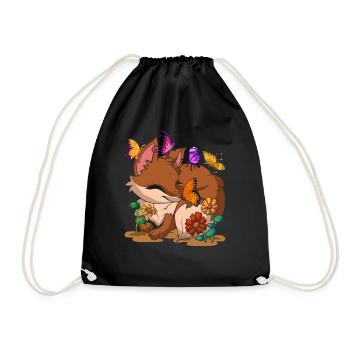 Mignon animal de forêt cadeau papillon renard - Sac de sport léger - noir - Devant