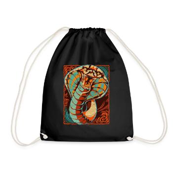 Reptilien Schlange Geschenk Farbenfrohes Kobra - Turnbeutel - Schwarz - Vorne