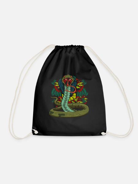 Tropische Blumen Reptil Schlange Geschenk Kobra - Turnbeutel - Schwarz