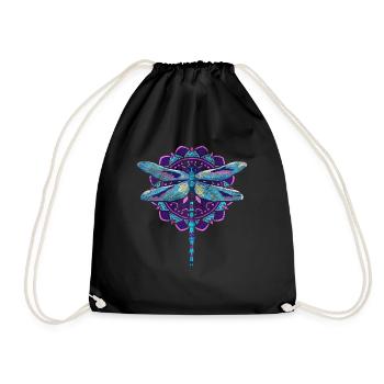 Insekten Liebhaber Tier Geschenk Mandala Libelle - Turnbeutel - Schwarz - Vorne