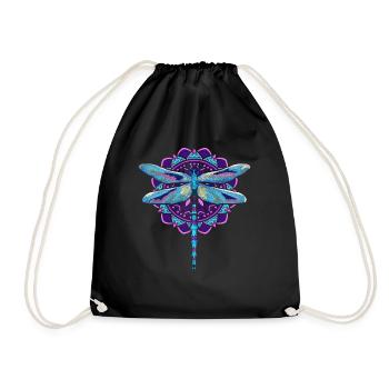 Mandala Tierliebhaber Insekt Geschenk Libelle - Turnbeutel - Schwarz - Vorne