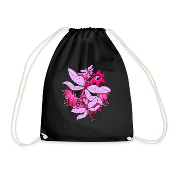 Colorful Flowers Insect Animal Gift Dragonfly - Drawstring Bag - black - Front