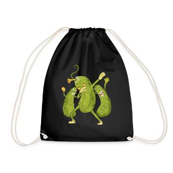 Vegetable Pickle Gherk Gift Dabbing Cucumber - Drawstring Bag - black - Front