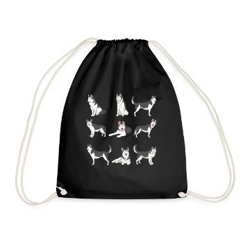Hundeliebhaber Sibirischer Hund Geschenk Husky - Turnbeutel - Schwarz - Vorne