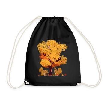 Arbre coloré feuillus feuilles feuillues feuillage cadeau automne - Sac de sport léger - noir - Devant