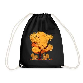 Farbenfrohes Laub Wald Baum Geschenk Herbst - Turnbeutel - Schwarz - Vorne