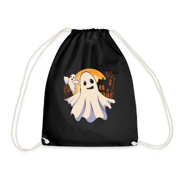 Cute Ghost Halloween Costume Gift Ghost - Drawstring Bag - black - Front