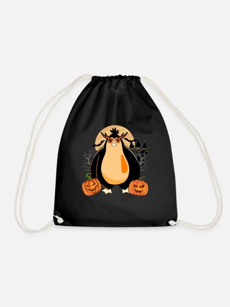 Vollmond Zoo Vogel Geschenk Halloween Pinguin - Turnbeutel - Schwarz