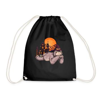 Full Moon Witches Animal Gift Halloween Sloth - Drawstring Bag - black - Front