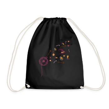 Gruseliges Hexen Hut Geschenk Pusteblume Halloween - Turnbeutel - Schwarz - Vorne