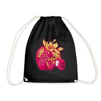 Summer Fruit Fruit Red Berries Gift Strawberry - Drawstring Bag - black - Front