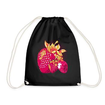 Red Berries Summer Fruit Fruit Gift Strawberry - Drawstring Bag - black - Front