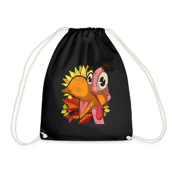 Autumn Foliage Sunflower Bird Gift Turkey - Drawstring Bag - black - Front
