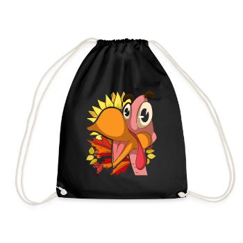 Sonnenblumen Herbst Laub Vogel Geschenk Truthahn - Turnbeutel - Schwarz - Vorne