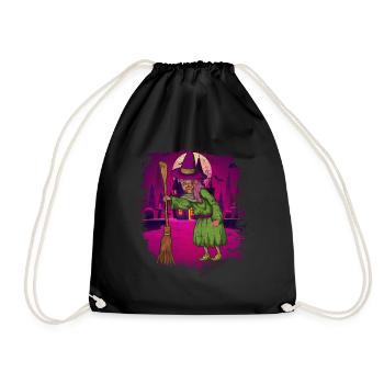Witches Broom Full Moon Halloween Gift Witch - Drawstring Bag - black - Front