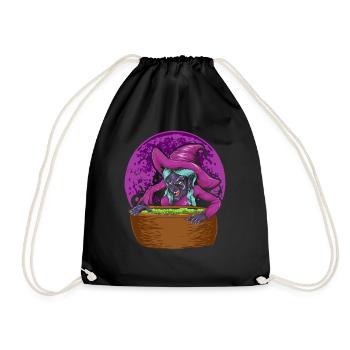 Gruseliges Halloween Hexen Hut Geschenk Hexe - Turnbeutel - Schwarz - Vorne
