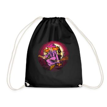 Vollmond Halloween Kostüm Geschenk Gruseliges Hexe - Turnbeutel - Schwarz - Vorne