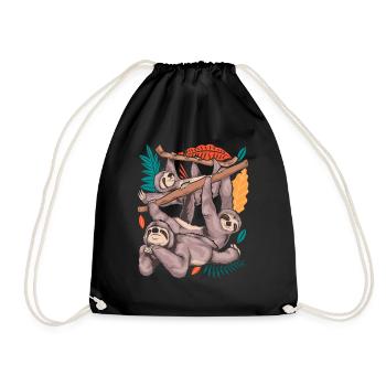 Faultier Liebhaber Zoo Tier Geschenk Faultier - Turnbeutel - Schwarz - Vorne
