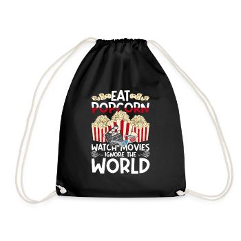 Cinema Snack Cinema Movie Gift Funny Popcorn - Drawstring Bag - black - Front