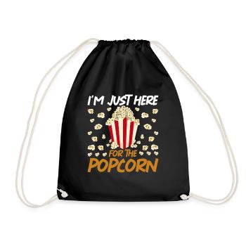 Movie Cinema Snack Gift Funny Popcorn - Drawstring Bag - black - Front