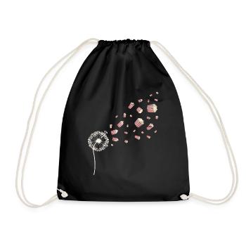 Popcorn Liebhaber Geschenk Pusteblume Popcorn - Turnbeutel - Schwarz - Vorne