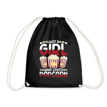 Cinema Snack Girl Gift Movie Popcorn - Drawstring Bag - black - Front