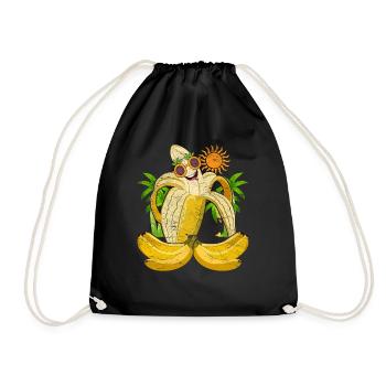 Summer Fruit Palm Gift Sunglasses Banana - Drawstring Bag - black - Front